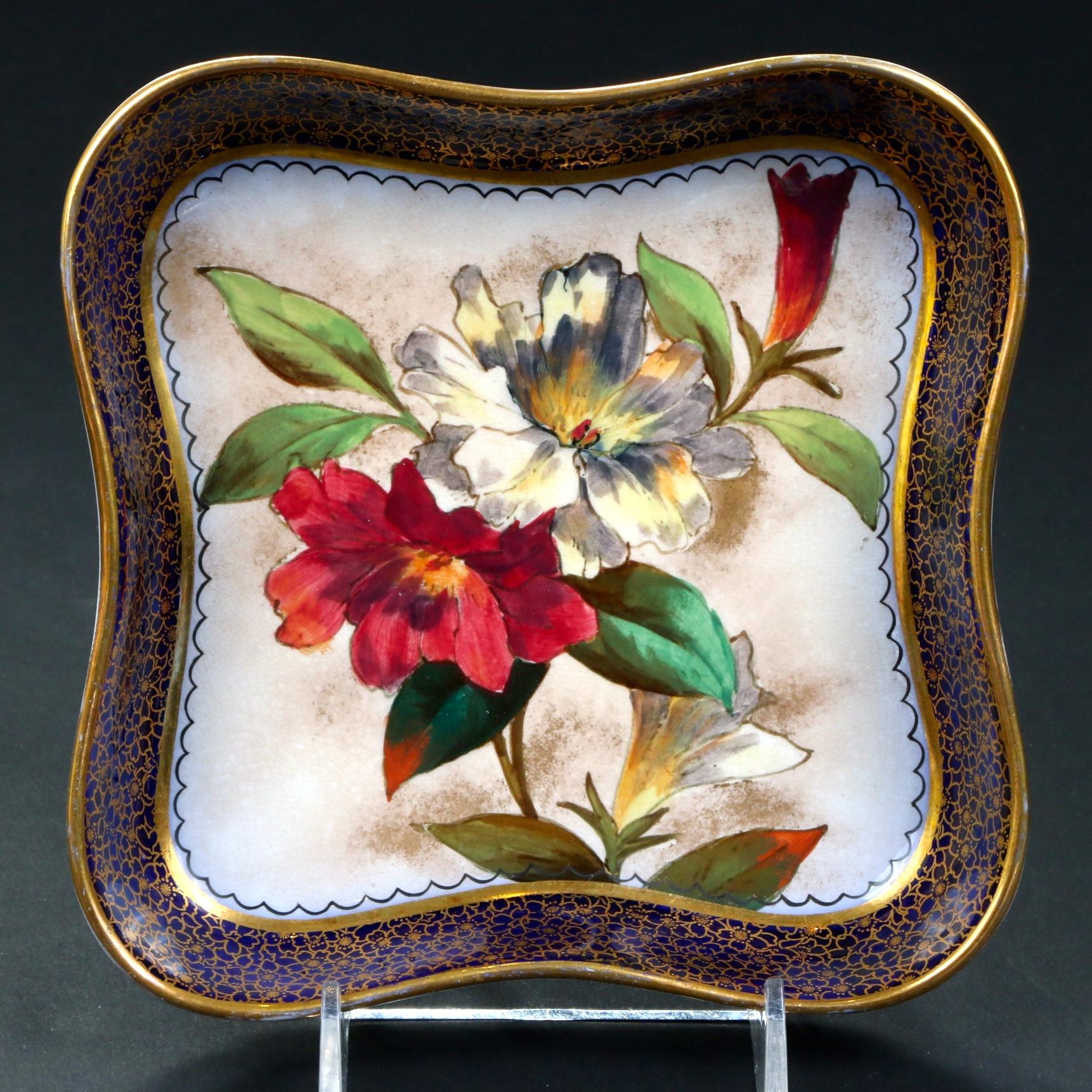 19th Century Doulton Burslem Hand Painted Floral Dessert Set For Sale 1