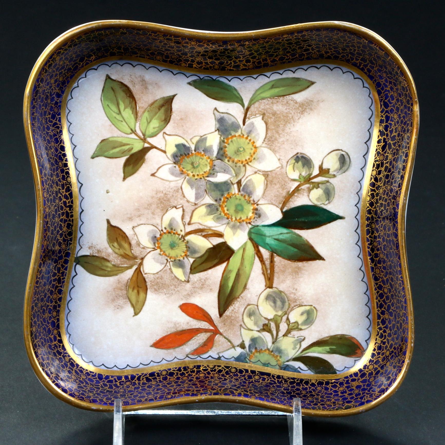 19th Century Doulton Burslem Hand Painted Floral Dessert Set For Sale 2