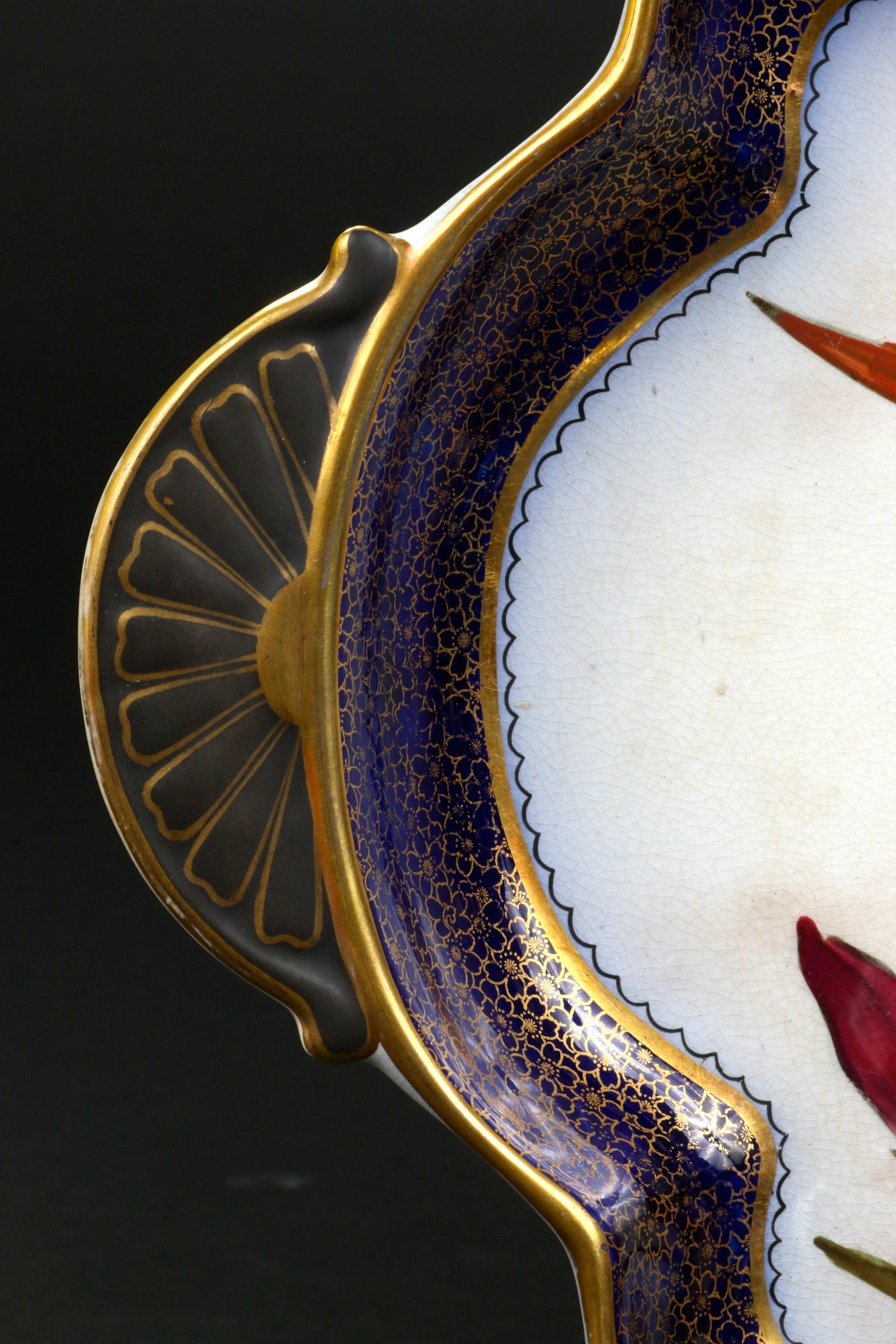 Hand-Painted 19th Century Doulton Burslem Hand Painted Floral Dessert Set For Sale