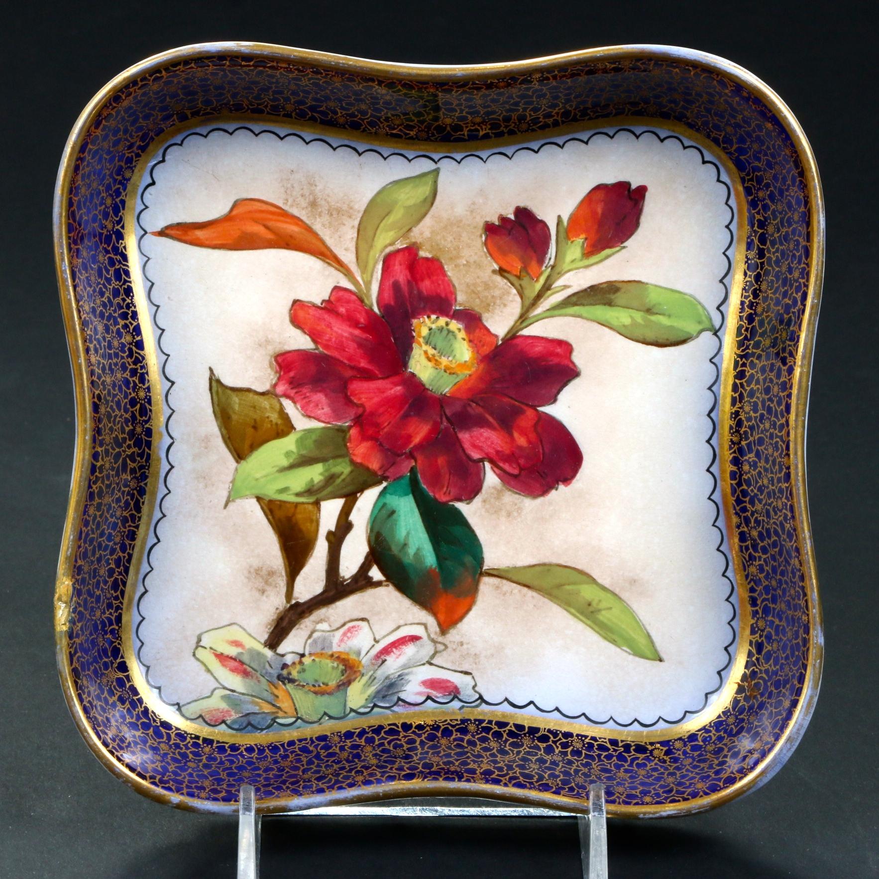 Late 19th Century 19th Century Doulton Burslem Hand Painted Floral Dessert Set For Sale