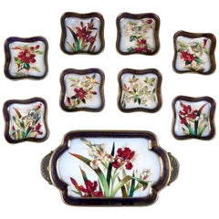 Antique 19th Century Doulton Burslem Hand Painted Floral Dessert Set