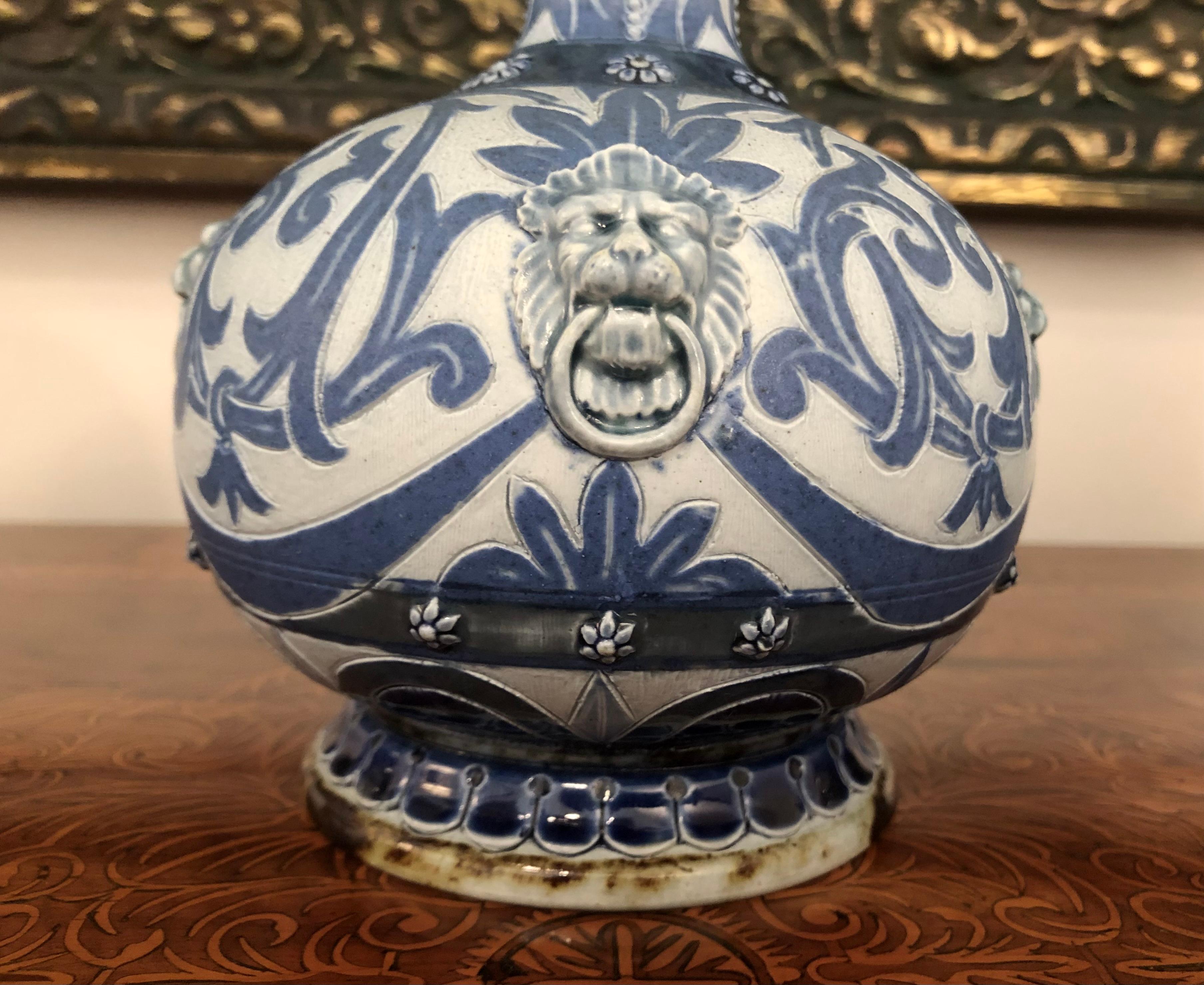 English Rare Doulton Lambeth  Vase signed Frank Butler, 1877