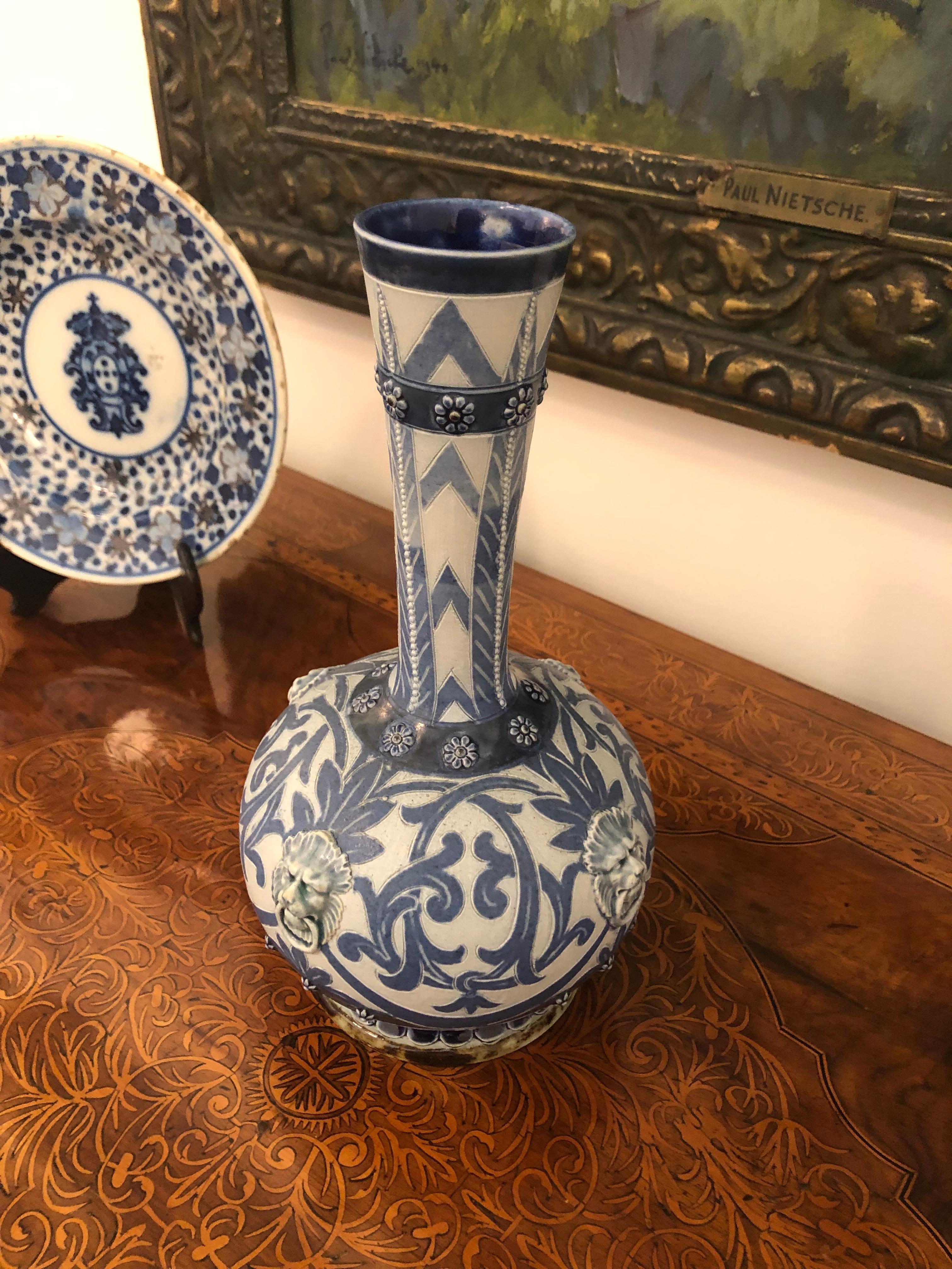 Rare Doulton Lambeth  Vase signed Frank Butler, 1877  In Excellent Condition In Toronto, CA