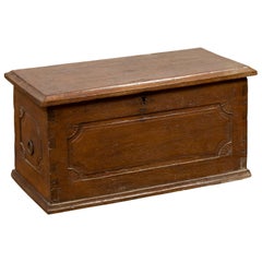 19th Century Dovetailed Wood Treasure Chest from Sumatra with Carved Fan Motifs