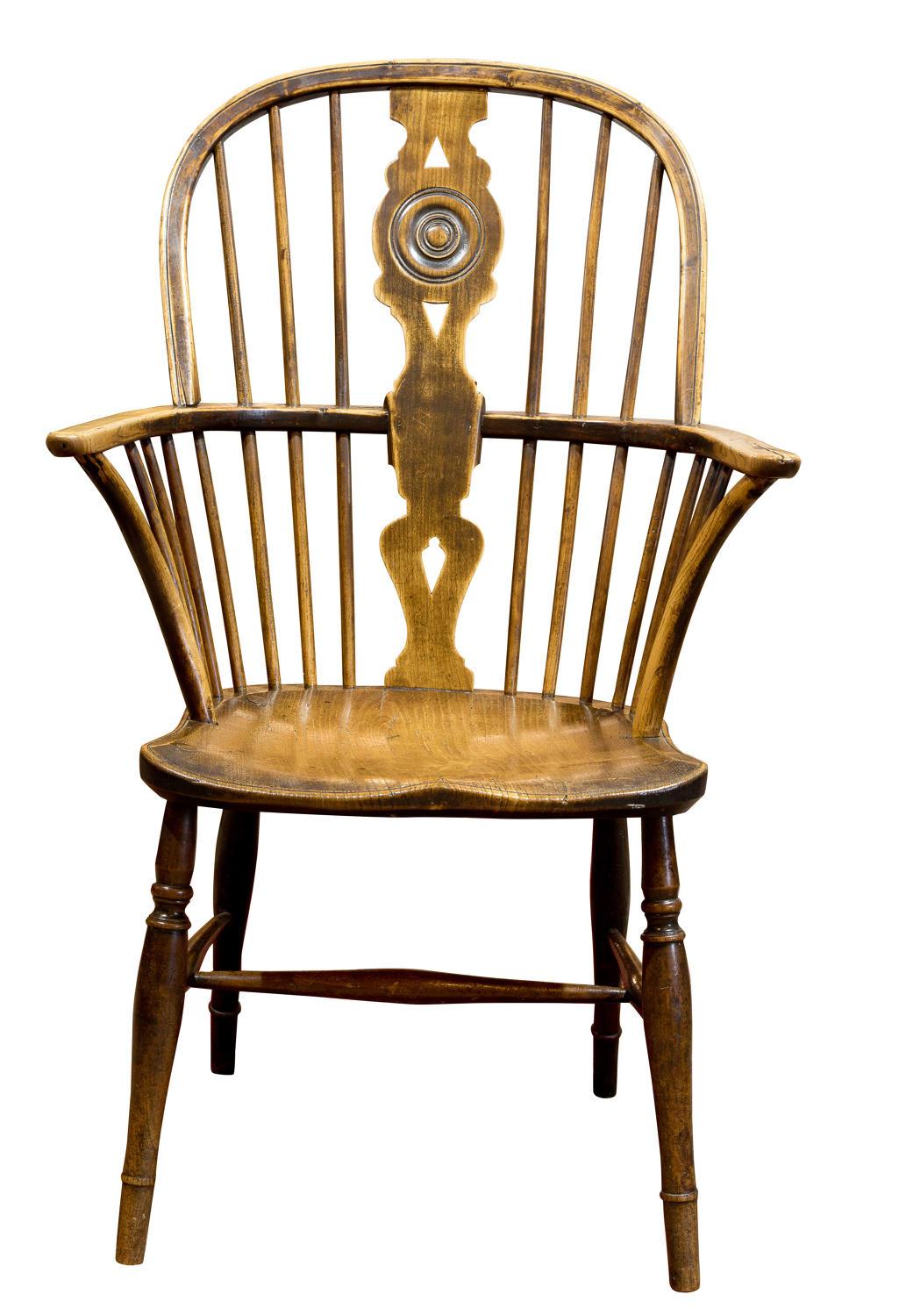 An early 19th century draft-back Windsor chair constructed in beech, ash and with an elm seat,

circa 1820.