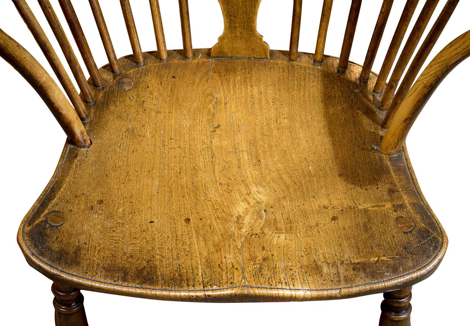 19th Century Draft Back Windsor Chair in Beech, Ash and with an Elm Seat For Sale 2