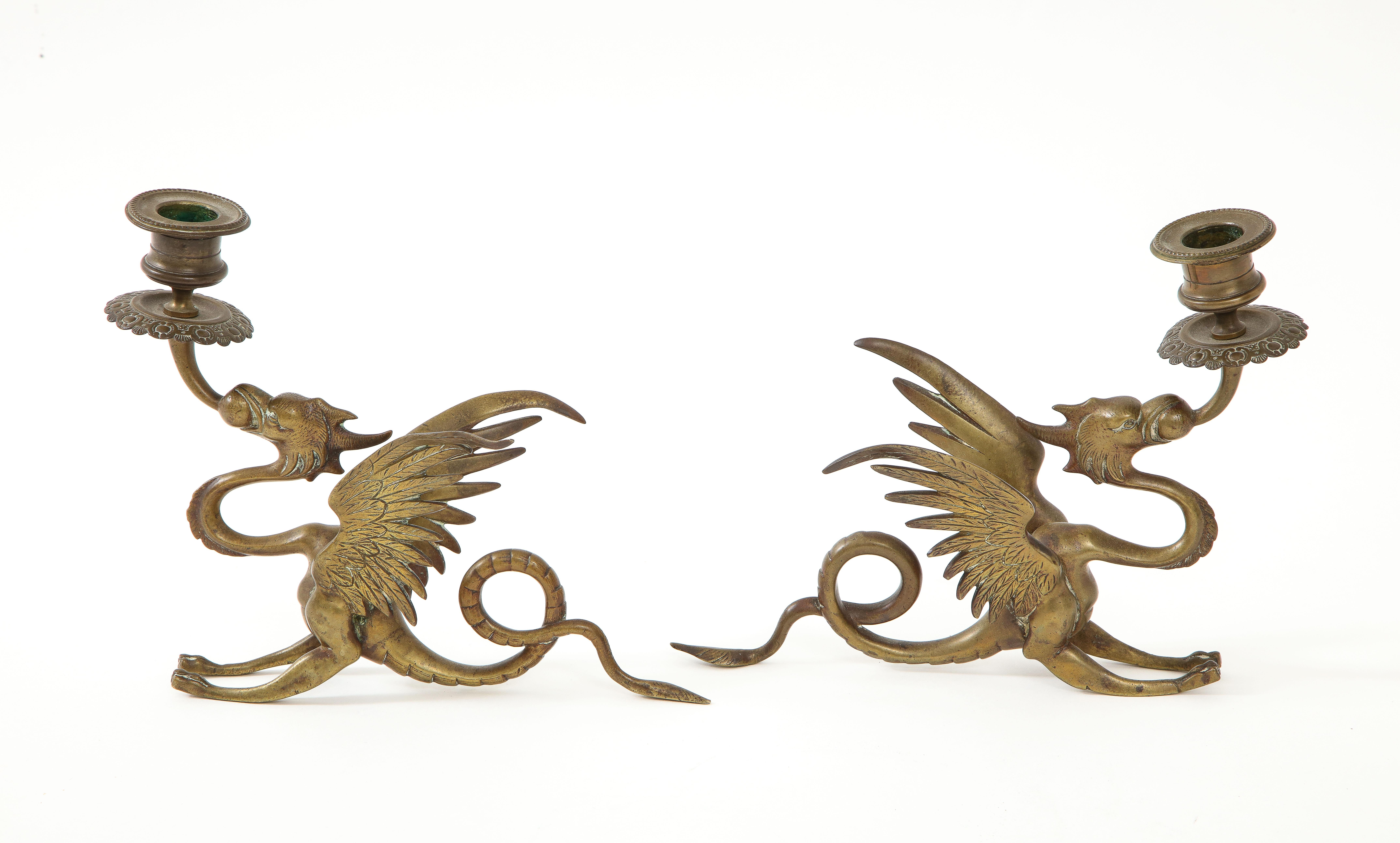 19th Century Dragon Candlesticks In Good Condition In New York, NY