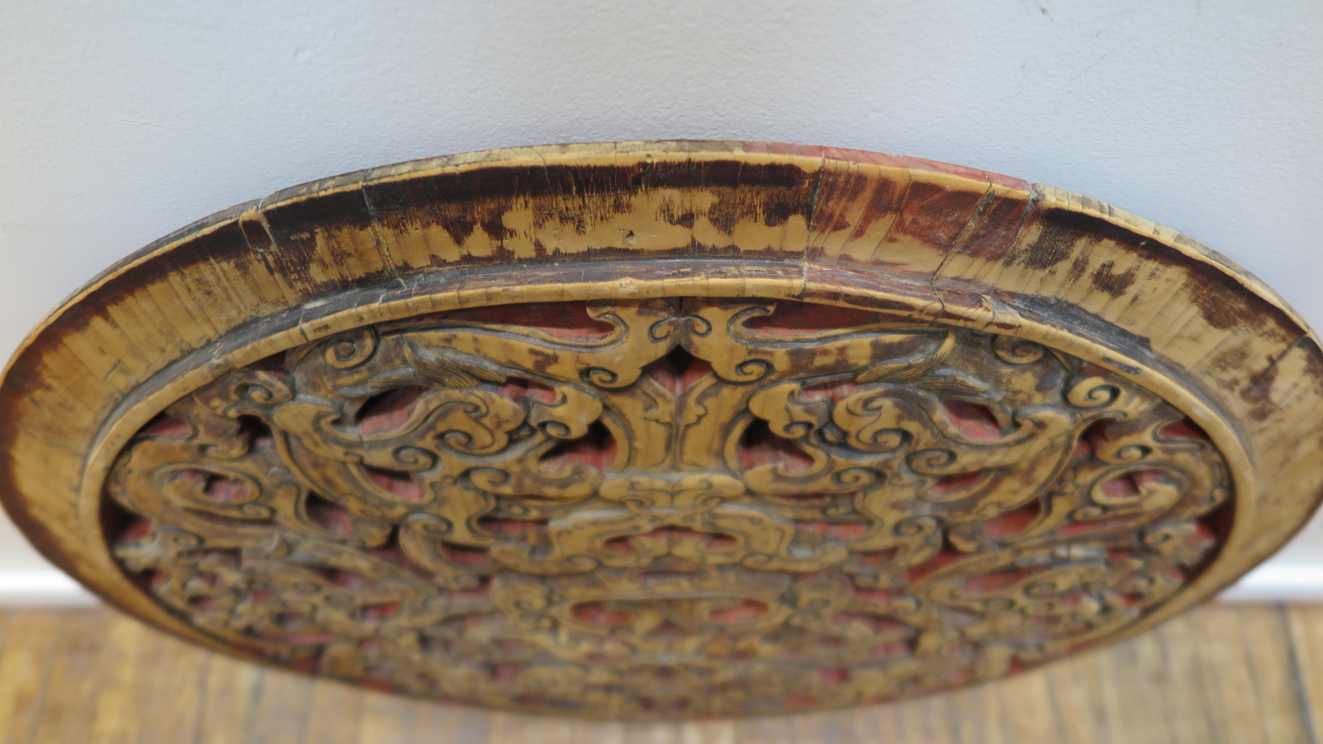 19th Century Dragon Carving Double Sided Circle For Sale 3