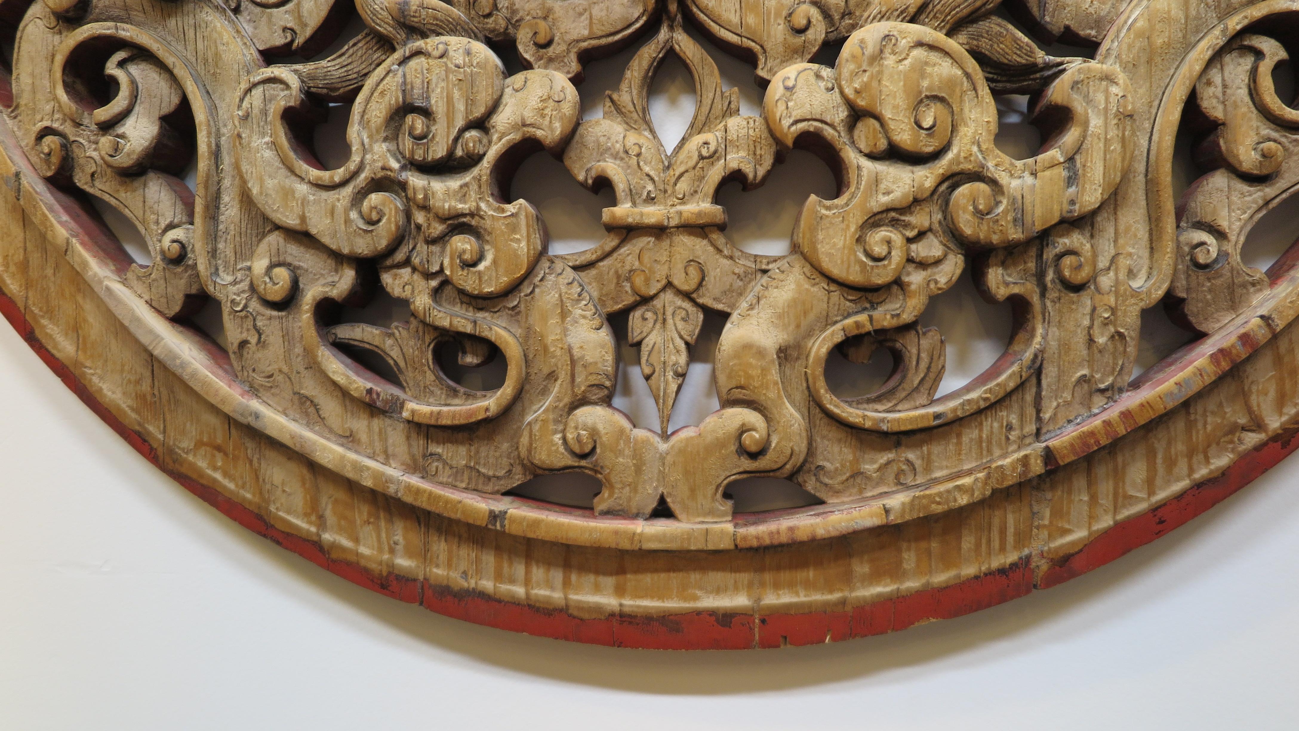 19th Century Dragon Carving Double Sided Circle For Sale 7