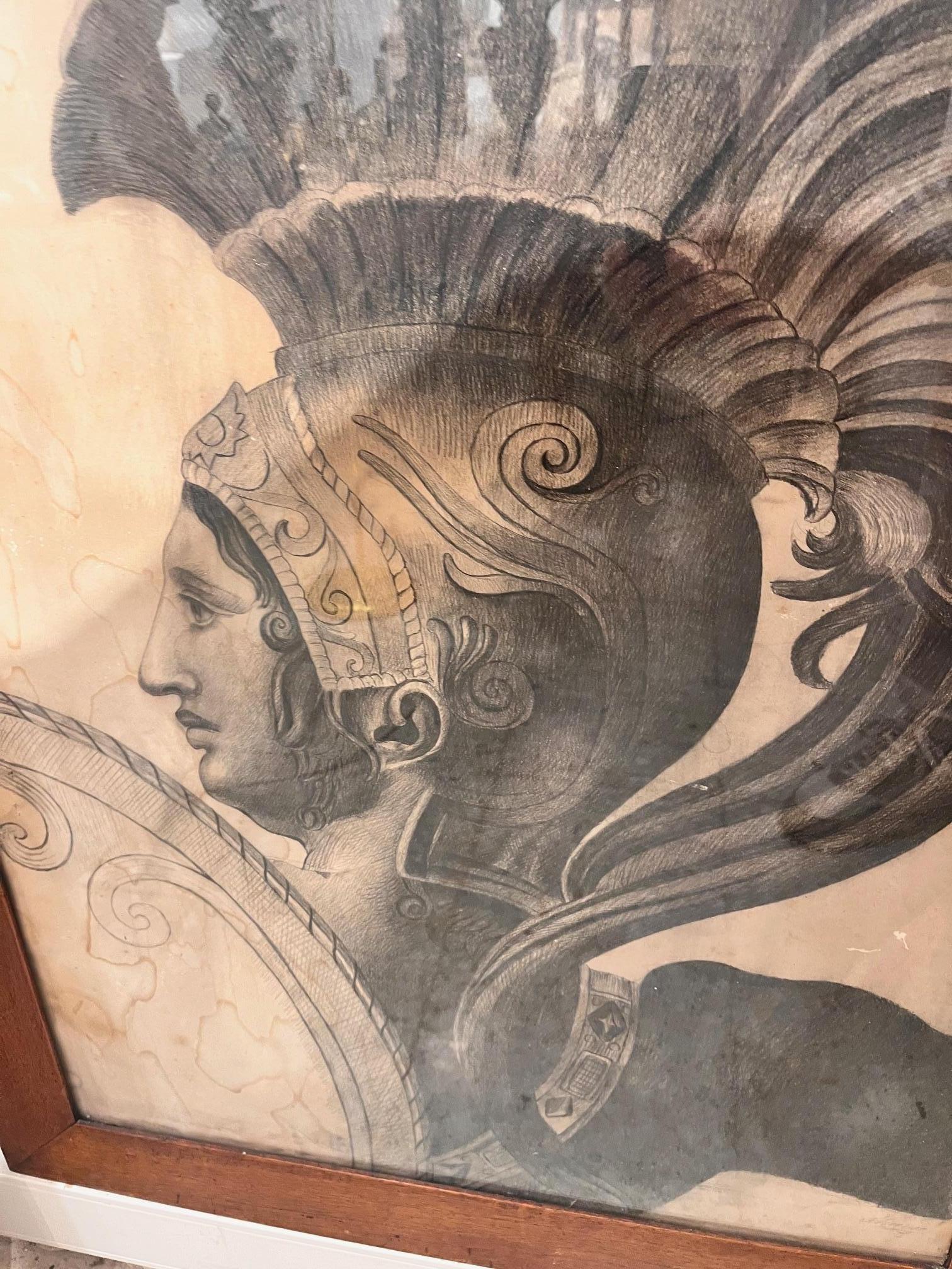 Néoclassique Dessins de figures classiques du XIXe siècle, paire encadrée en vente