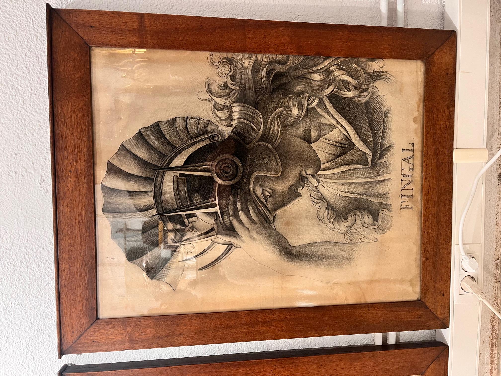 Autre Dessins de figures classiques du XIXe siècle, paire encadrée en vente