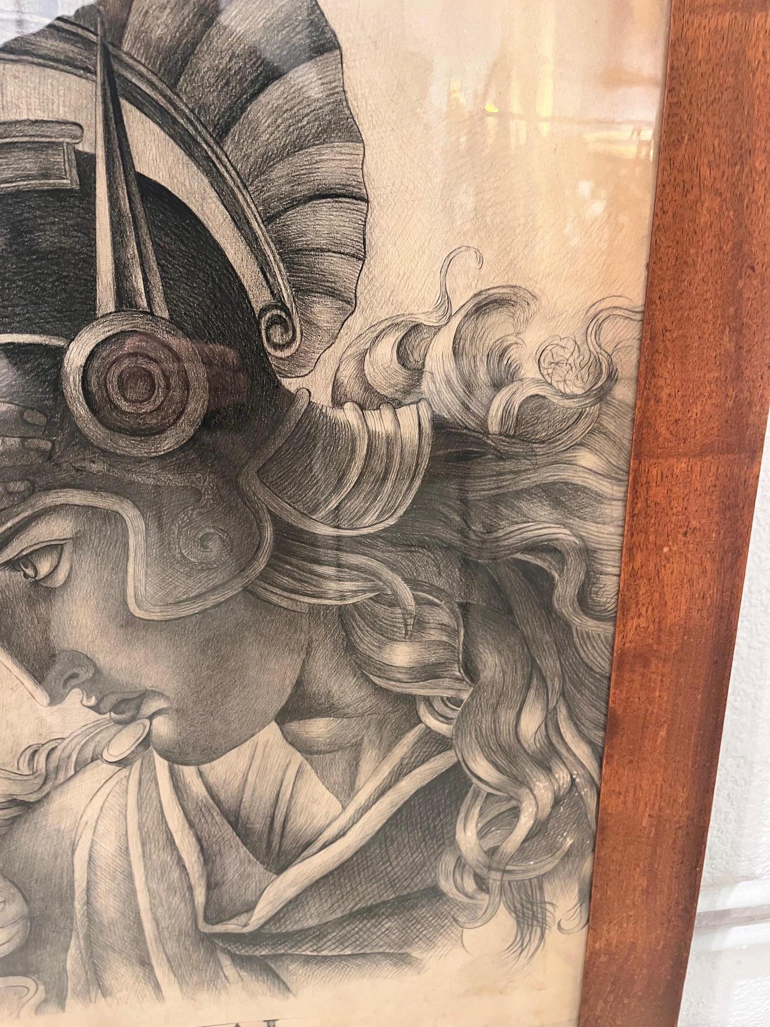 Dessins de figures classiques du XIXe siècle, paire encadrée Bon état - En vente à Madrid, ES