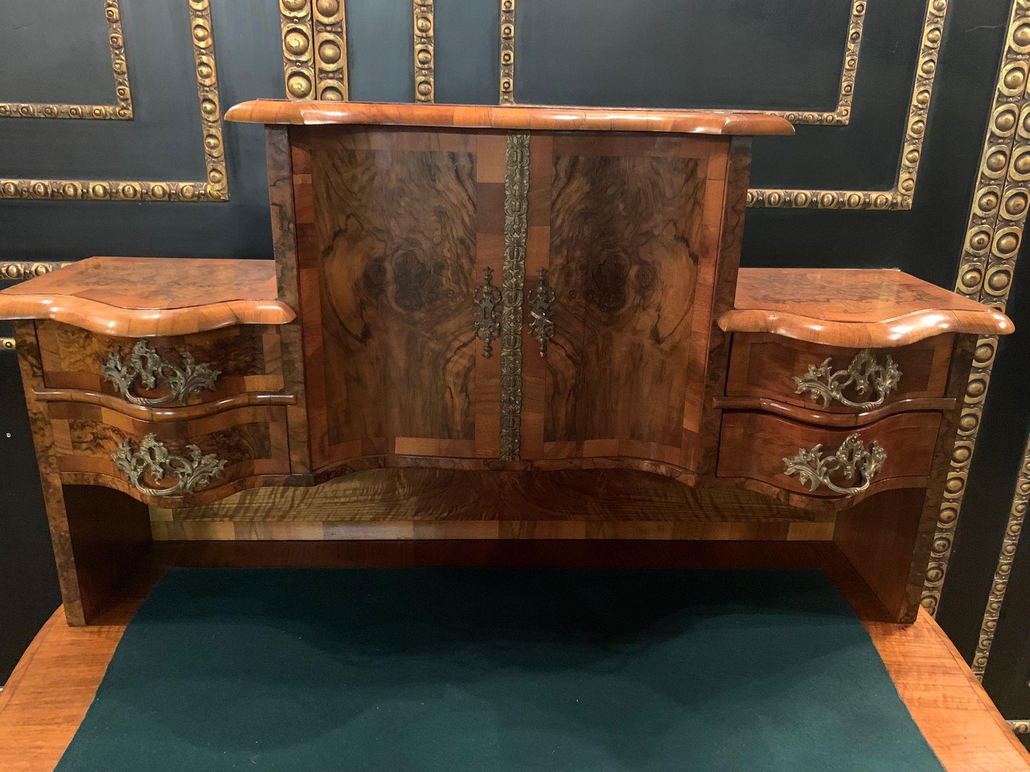 19th Century antique Dresden Baroque Desk with Top Walnut veneer For Sale 8