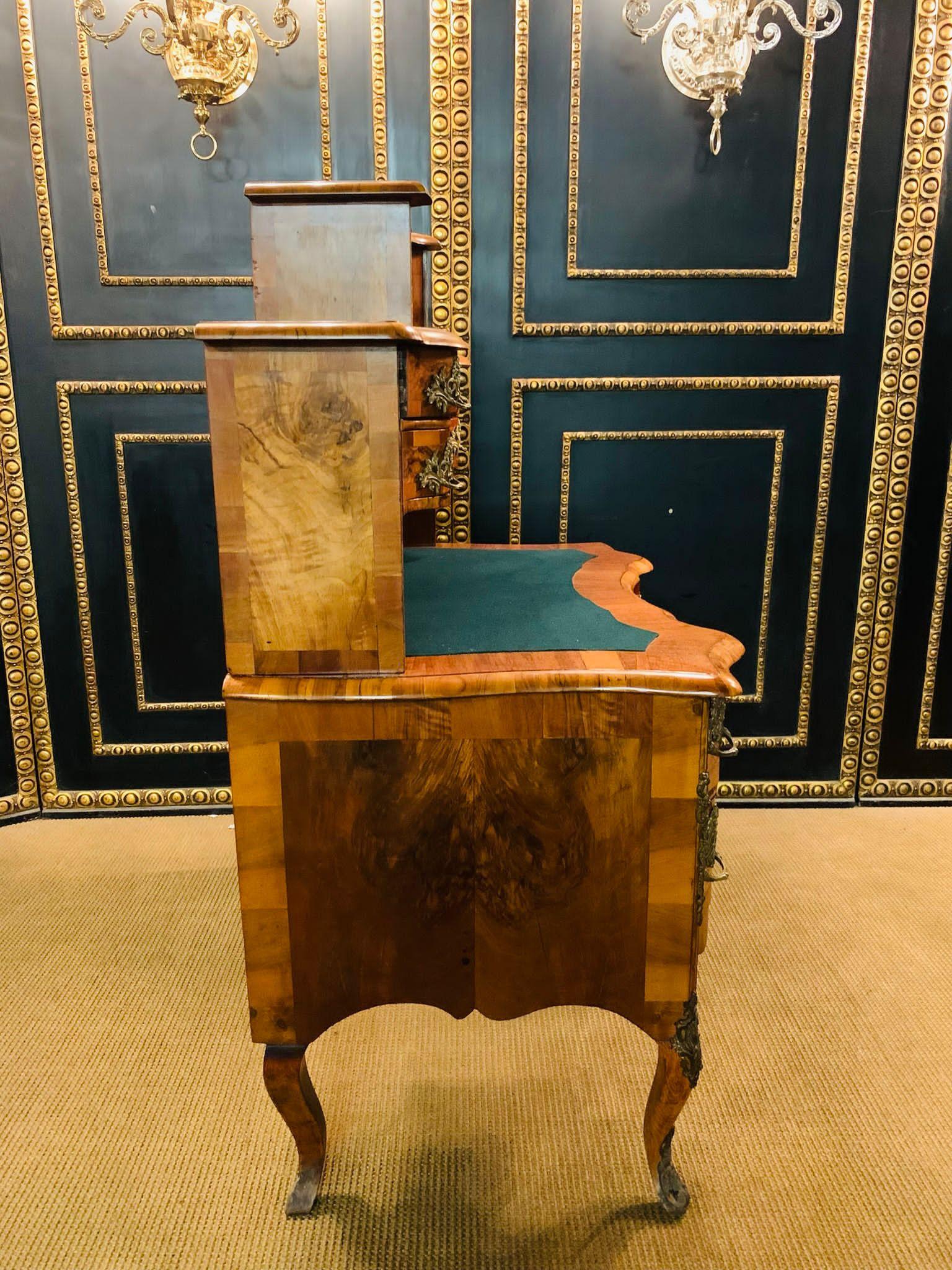 19th Century antique Dresden Baroque Desk with Top Walnut veneer For Sale 12