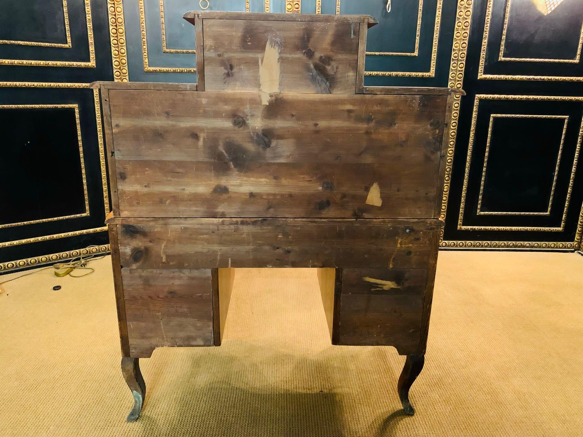 19th Century antique Dresden Baroque Desk with Top Walnut veneer For Sale 15