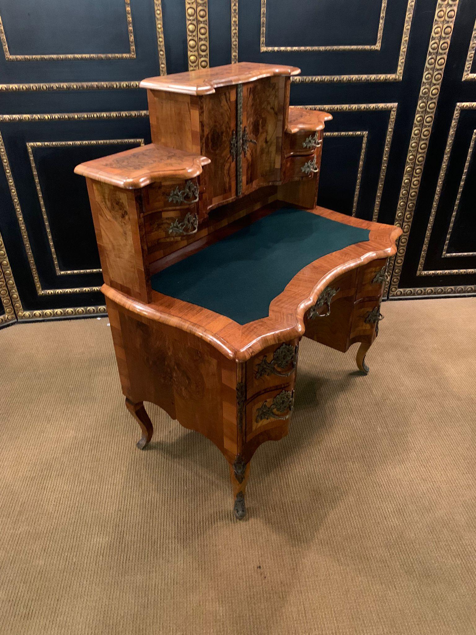 19th Century antique Dresden Baroque Desk with Top Walnut veneer For Sale 2