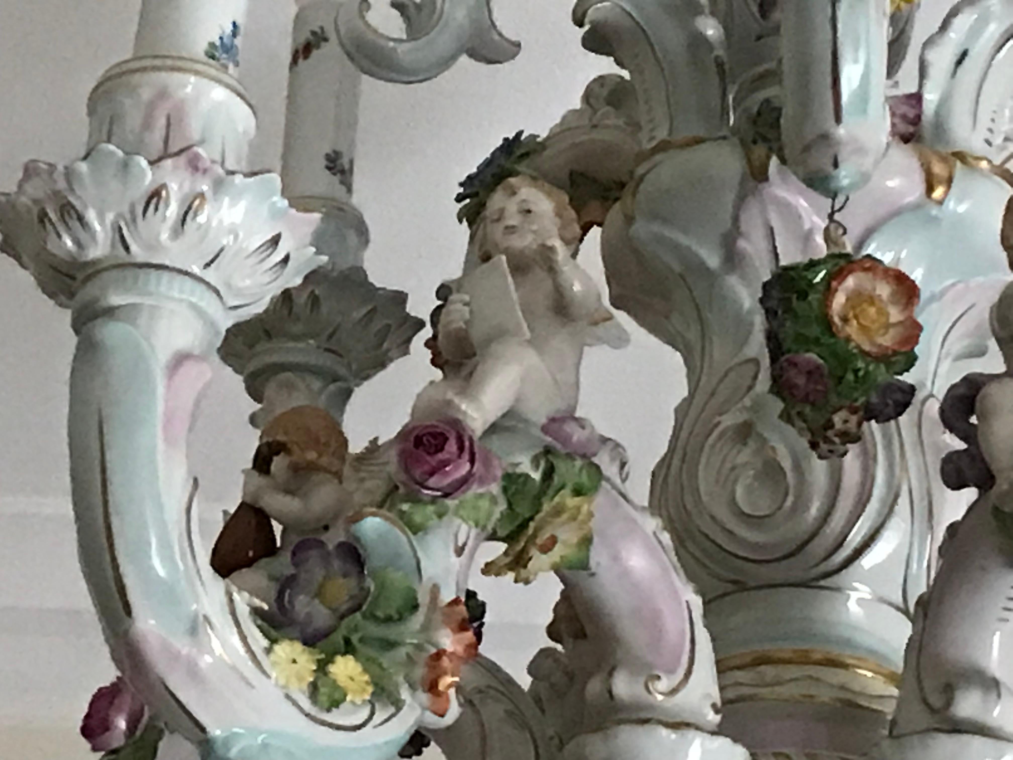 Porcelain 19TH Century Dresden Chandelier