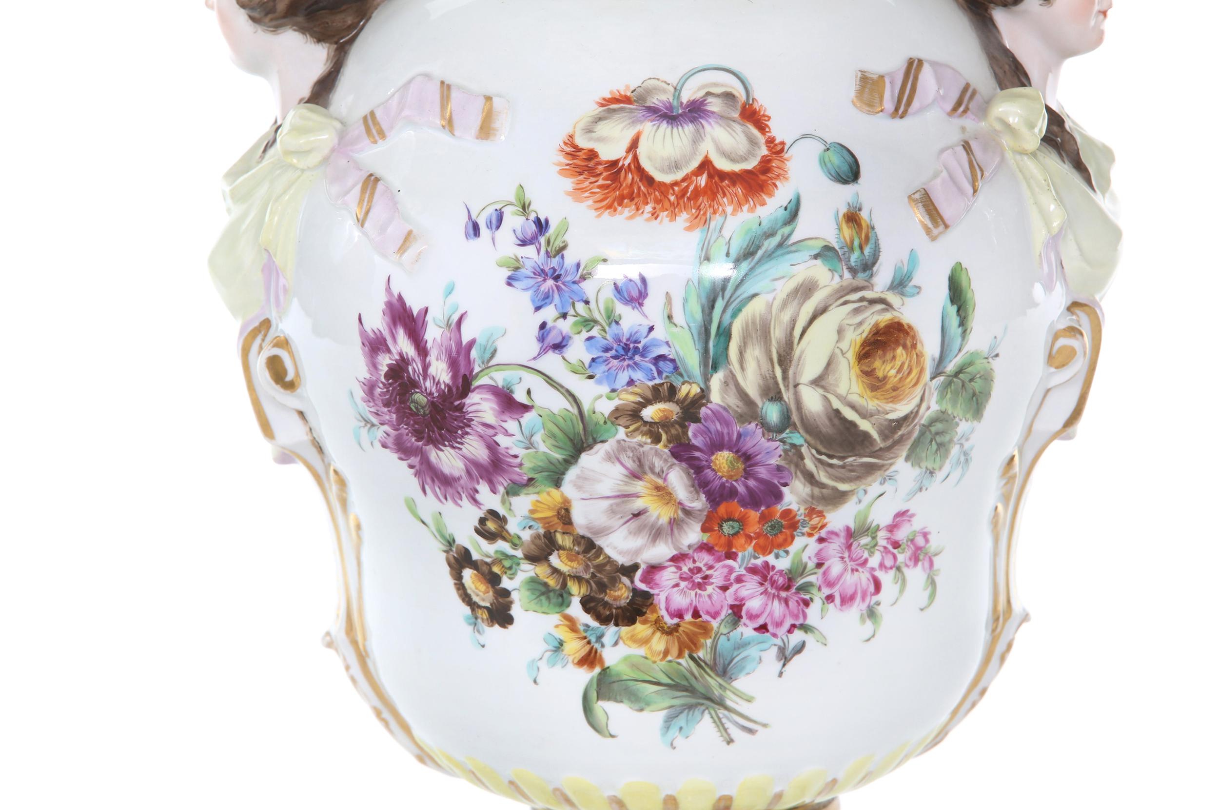 Gilt 19th Century Dresden Porcelain Decorative Urn For Sale