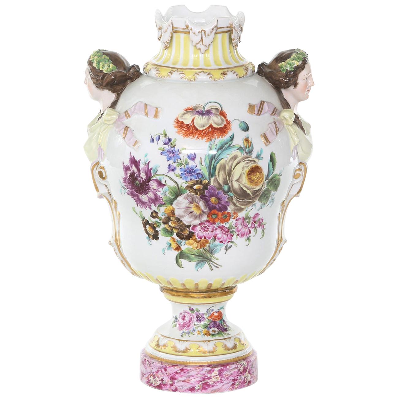 19th Century Dresden Porcelain Decorative Urn For Sale