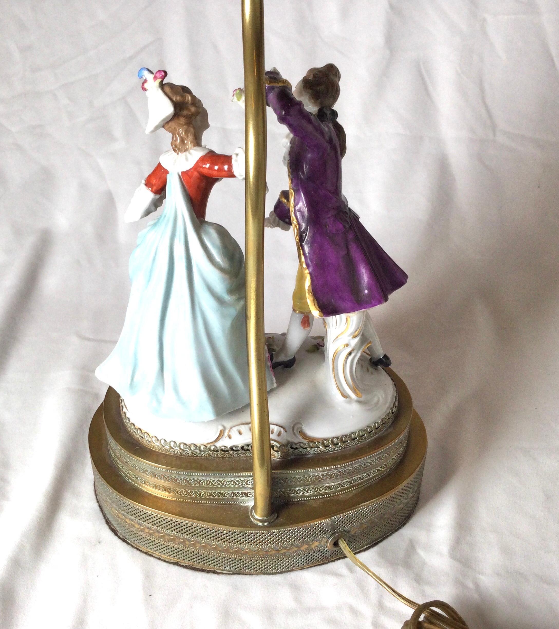 Hand-Painted 19th Century Dresden Porcelain Figurine Now as a Lamp