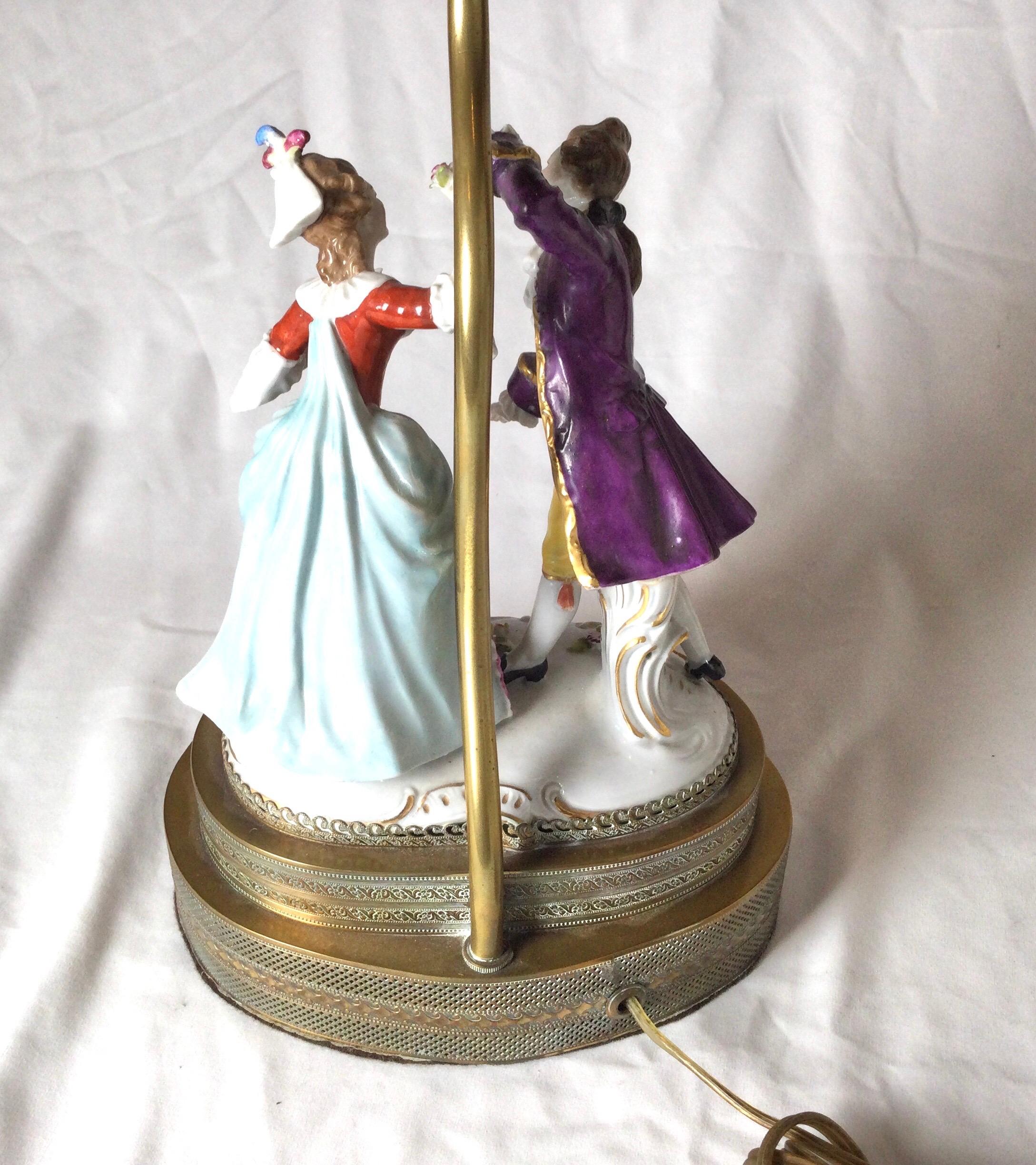 19th Century Dresden Porcelain Figurine Now as a Lamp For Sale at