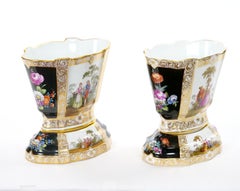19th Century Dresden Porcelain Gilt & Painted Decorative Cachepots