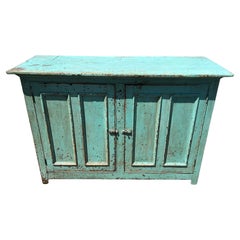 Antique 19th Century Dresser Base in Original Blue Paint