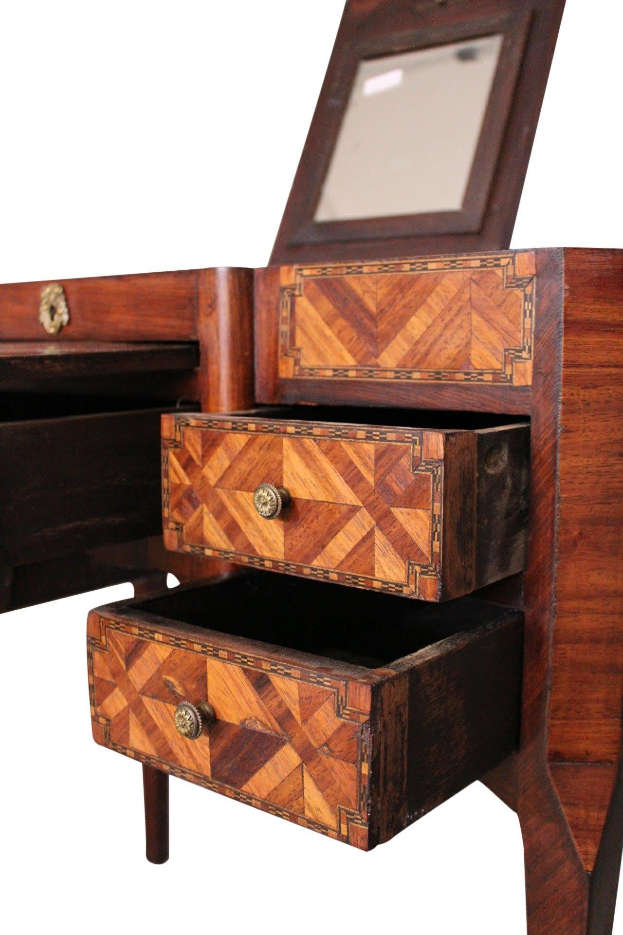 19th Century Dressing Table Vanity Unit French Louis XV Style Marquetry 6