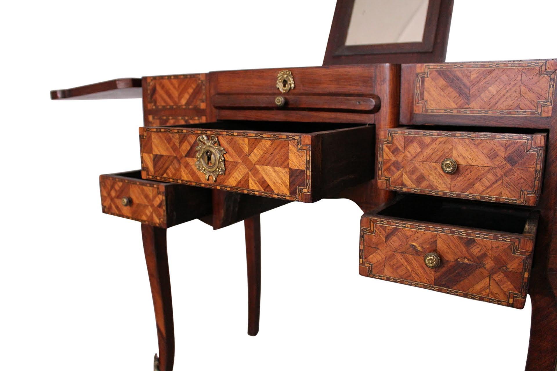 19th Century Dressing Table Vanity Unit French Louis XV Style Marquetry 7