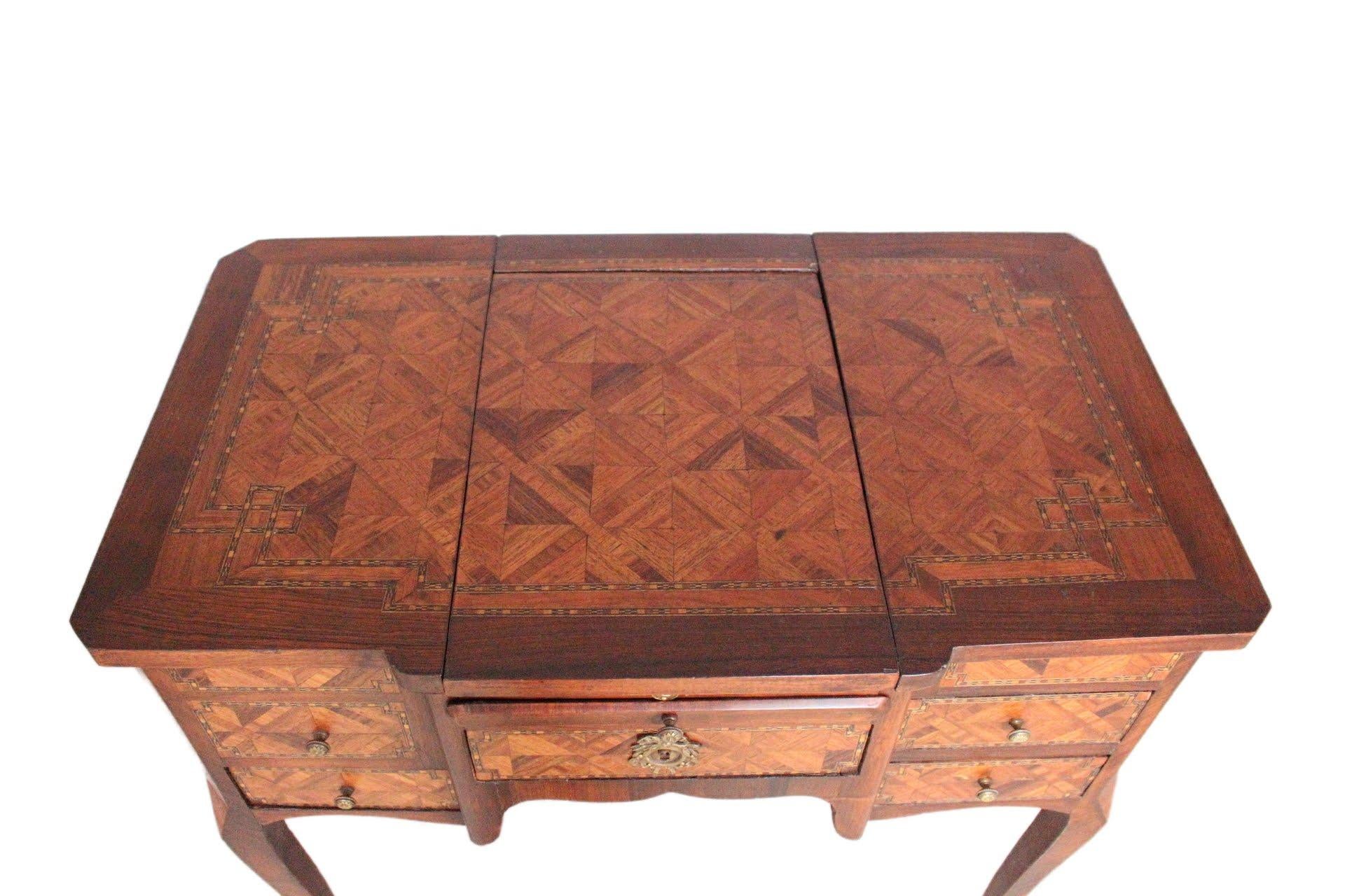 19th Century Dressing Table Vanity Unit French Louis XV Style Marquetry 11