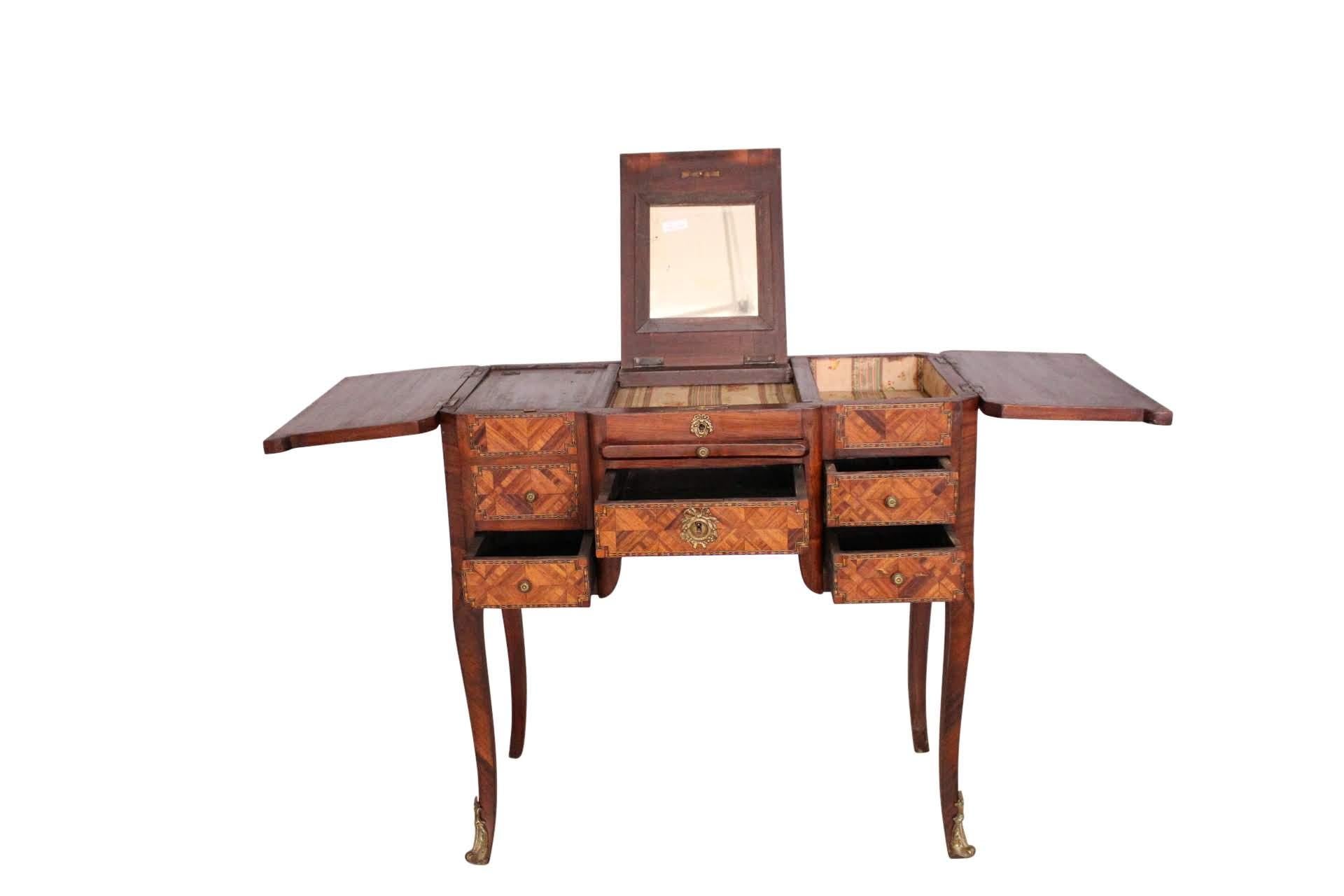 19th Century Dressing Table Vanity Unit French Louis XV Style Marquetry 12