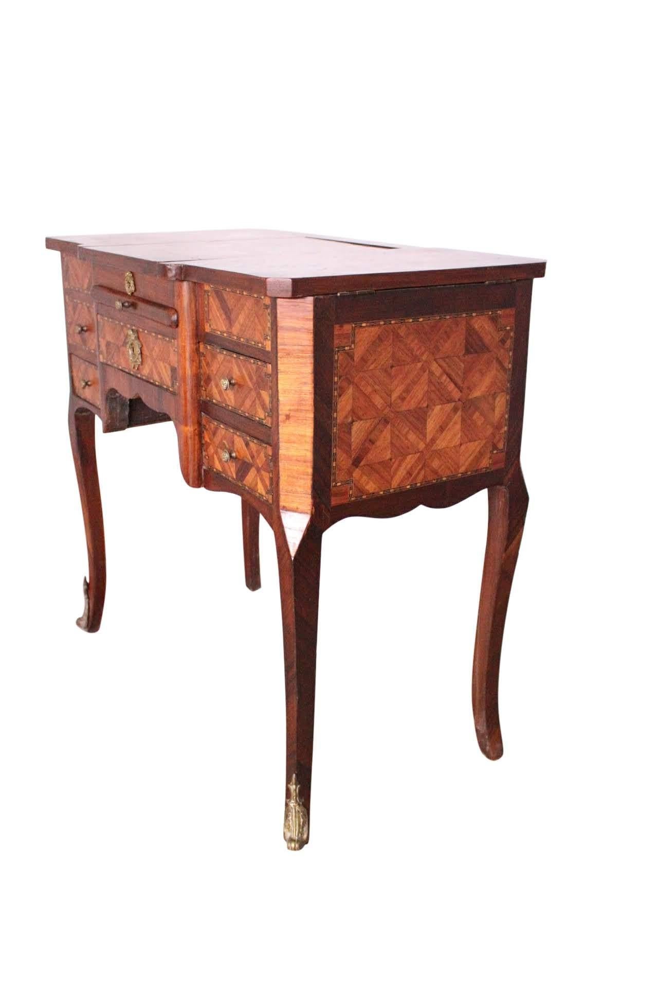 19th Century Dressing Table Vanity Unit French Louis XV Style Marquetry 2