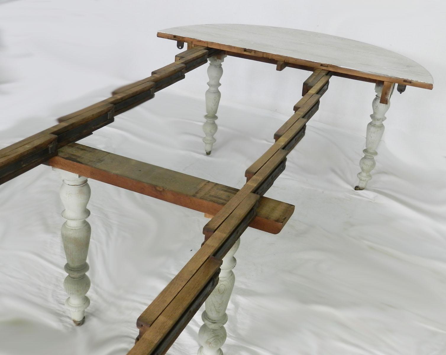 19th Century Drop-Leaf Extending Dining Table French Limed Oak c1850 2