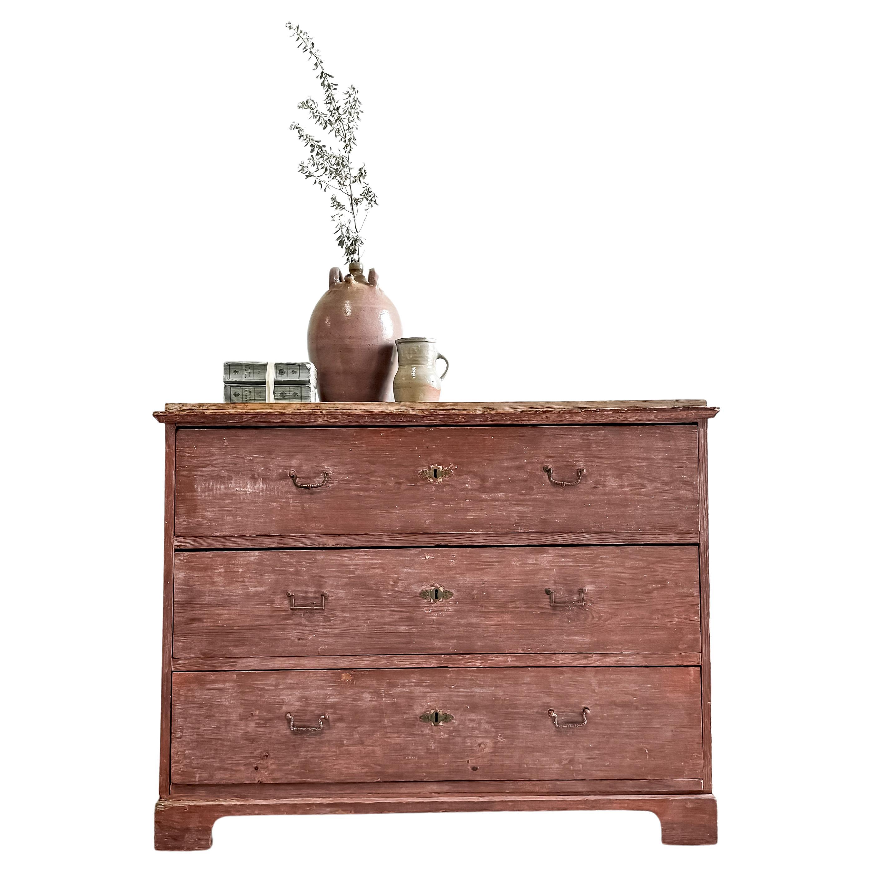 19th Century Dry-Scraped Swedish Chest of Drawers