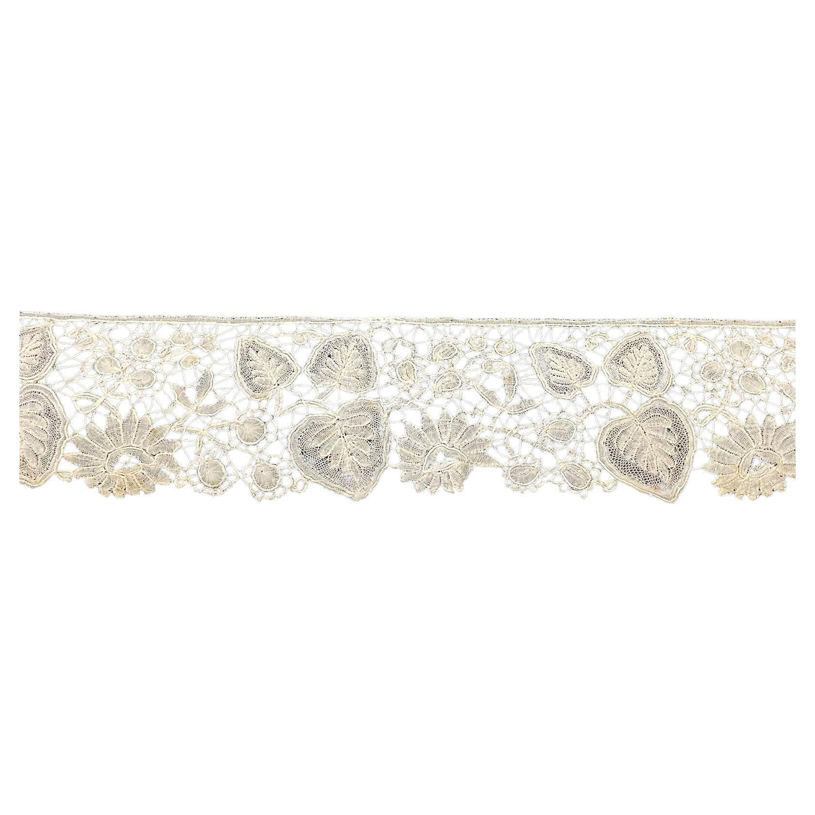 19th Century Duchesse Brussels lace border  For Sale