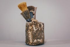 19th Century Dug Out Branch Painters Pot and Brushes