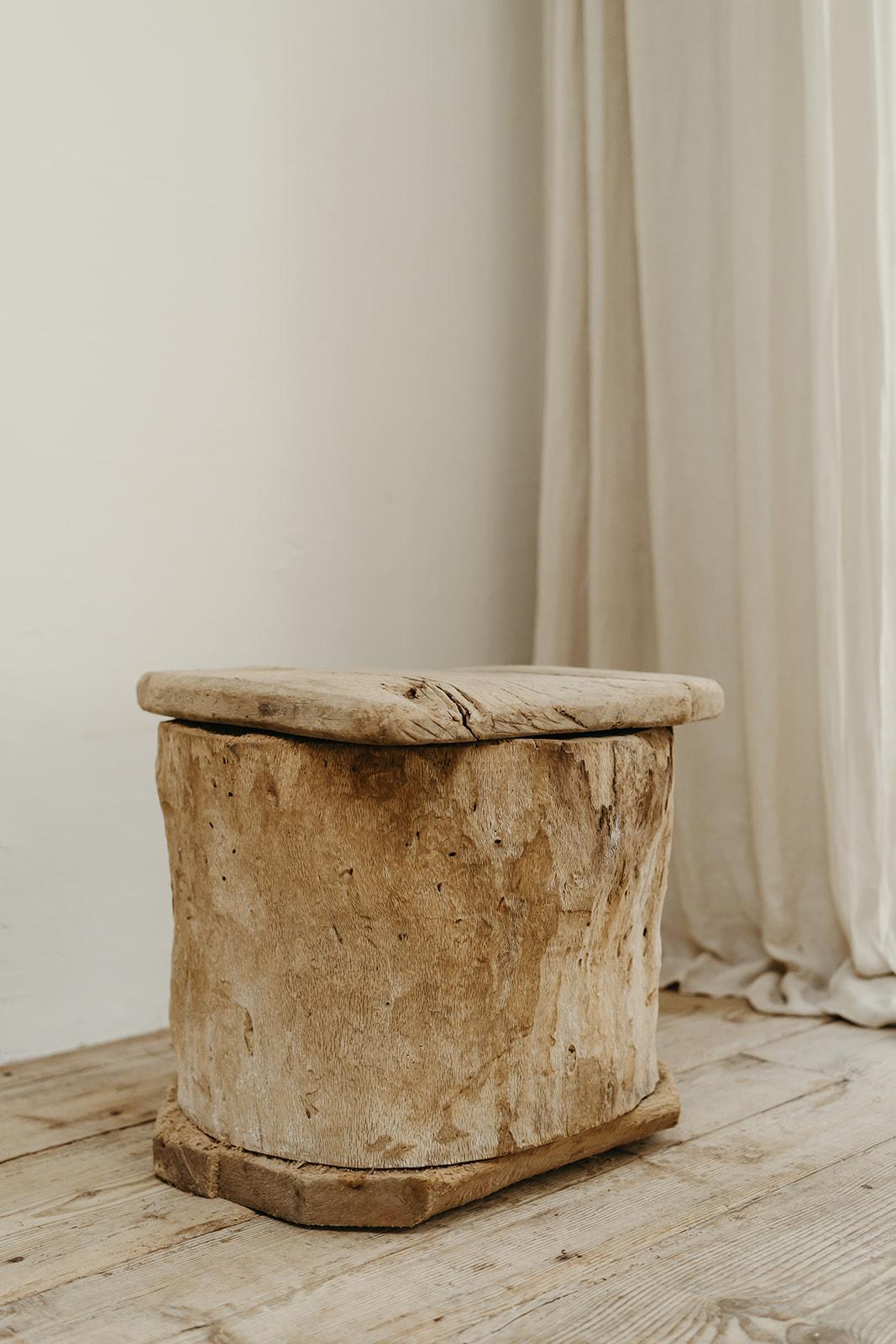 19th century dug out log basket/stool ...  For Sale 1