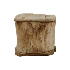 19th century dug out log basket/stool ...