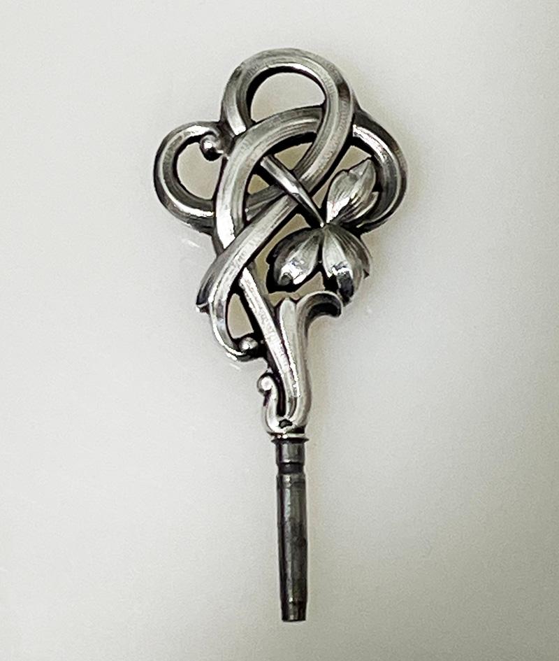 19th Century Dutch Art Nouveau silver watch-key, 1890 In Good Condition For Sale In Delft, NL