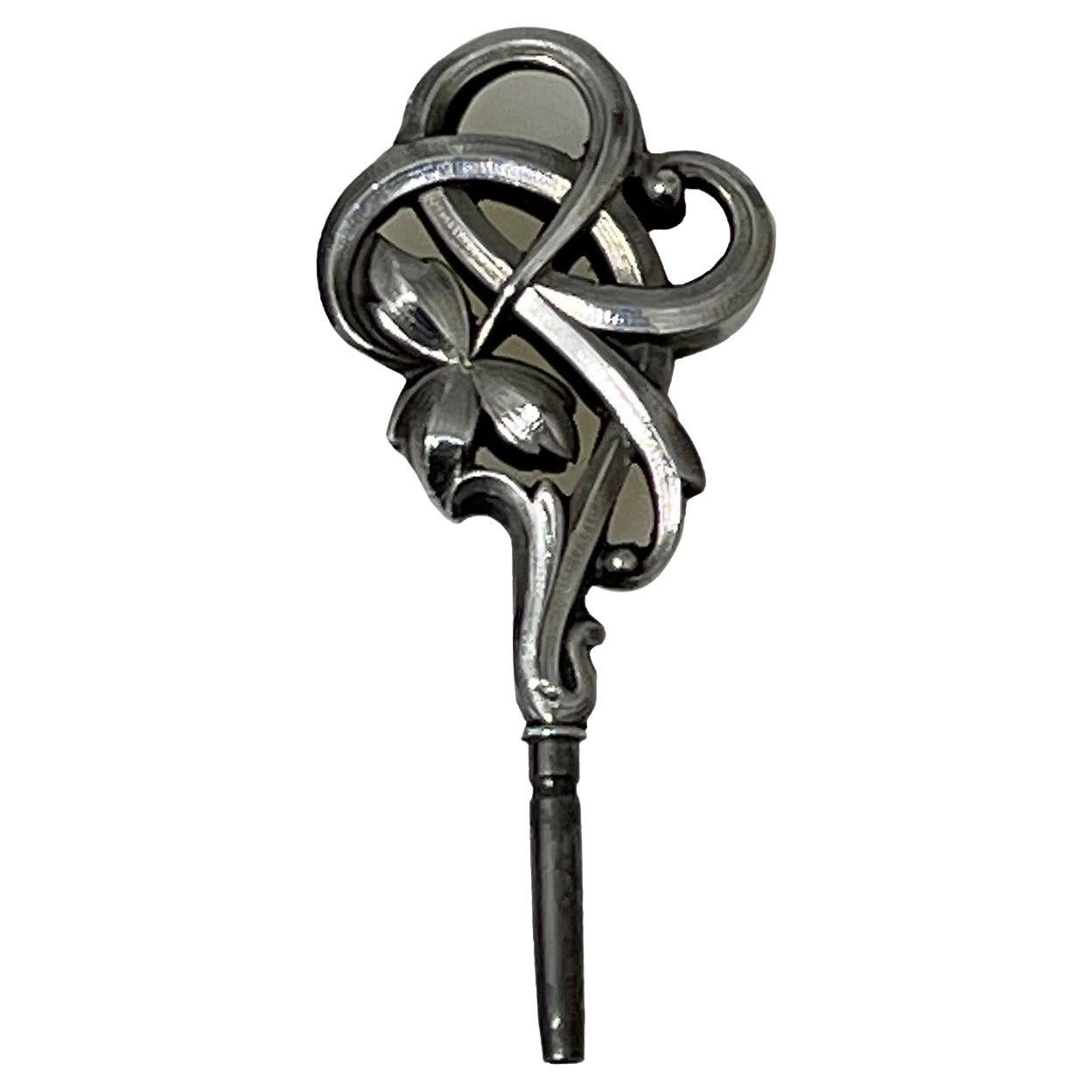 19th Century Dutch Art Nouveau silver watch-key, 1890
