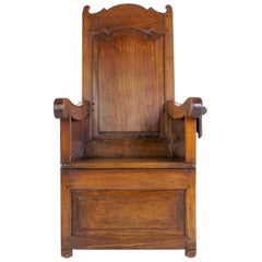 Niederländischer Lammfellstuhl aus Eschenholz, 19. Jahrhundert