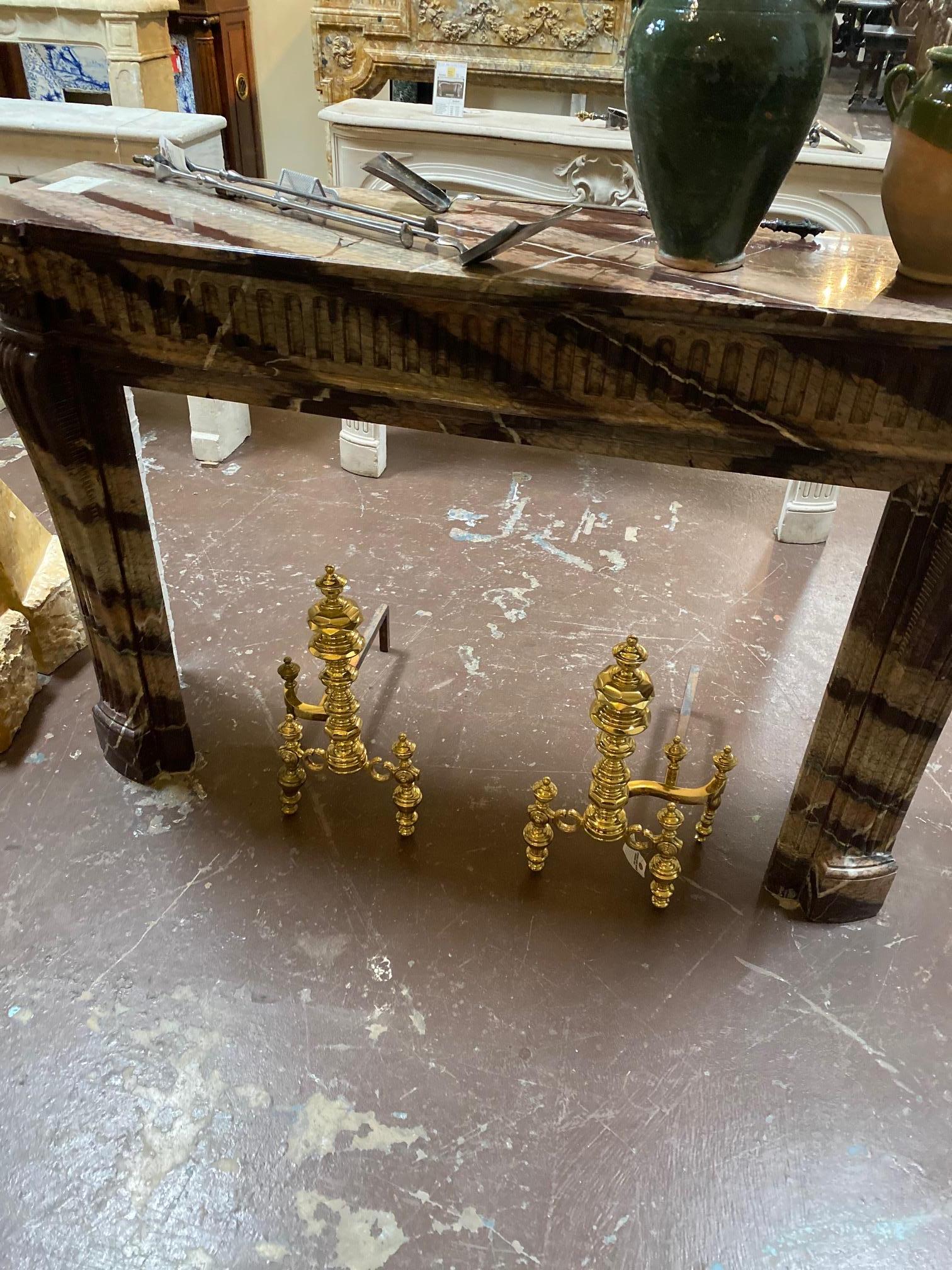 Polished 19th Century Dutch Baroque Style Andirons For Sale