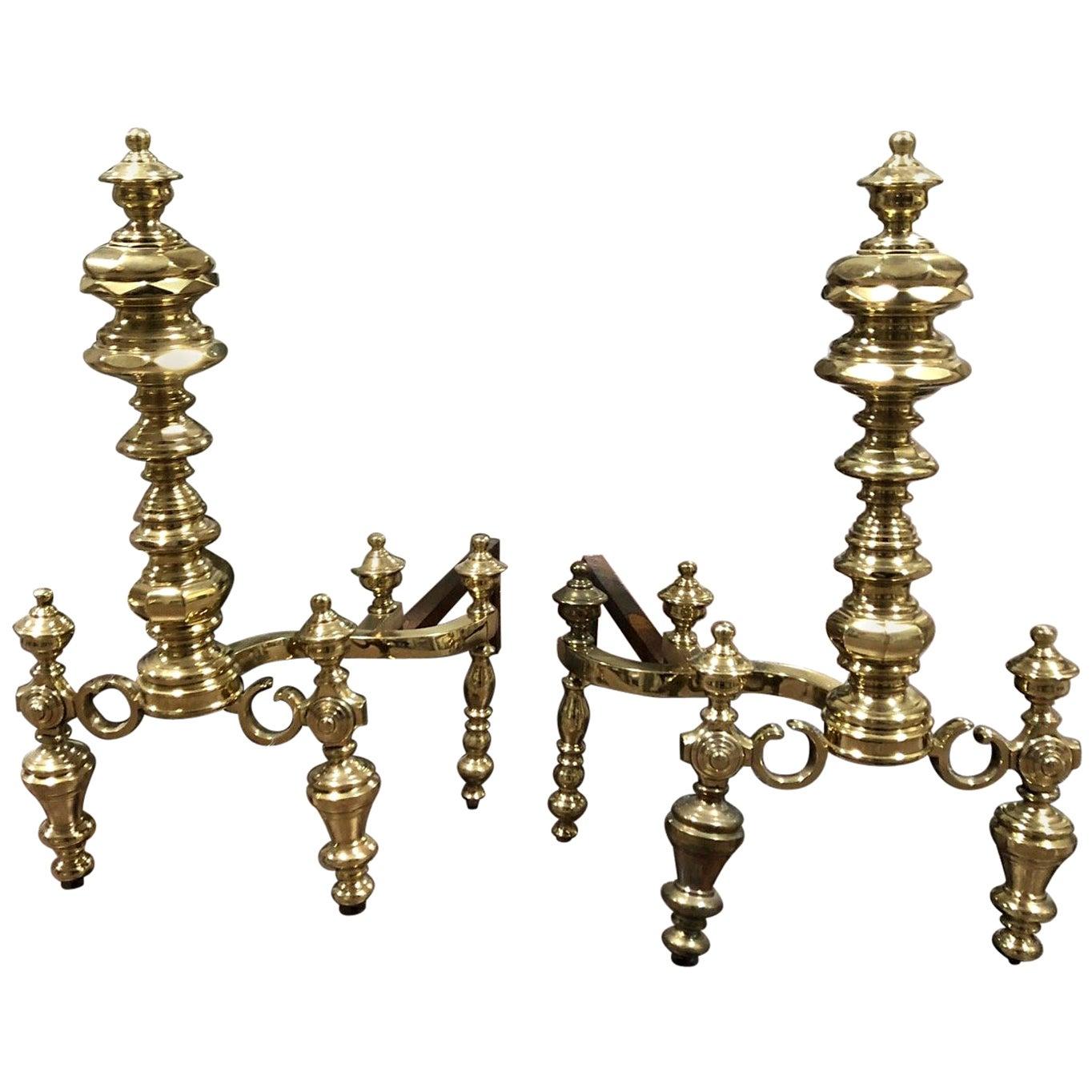 19th Century Dutch Baroque Style Andirons For Sale