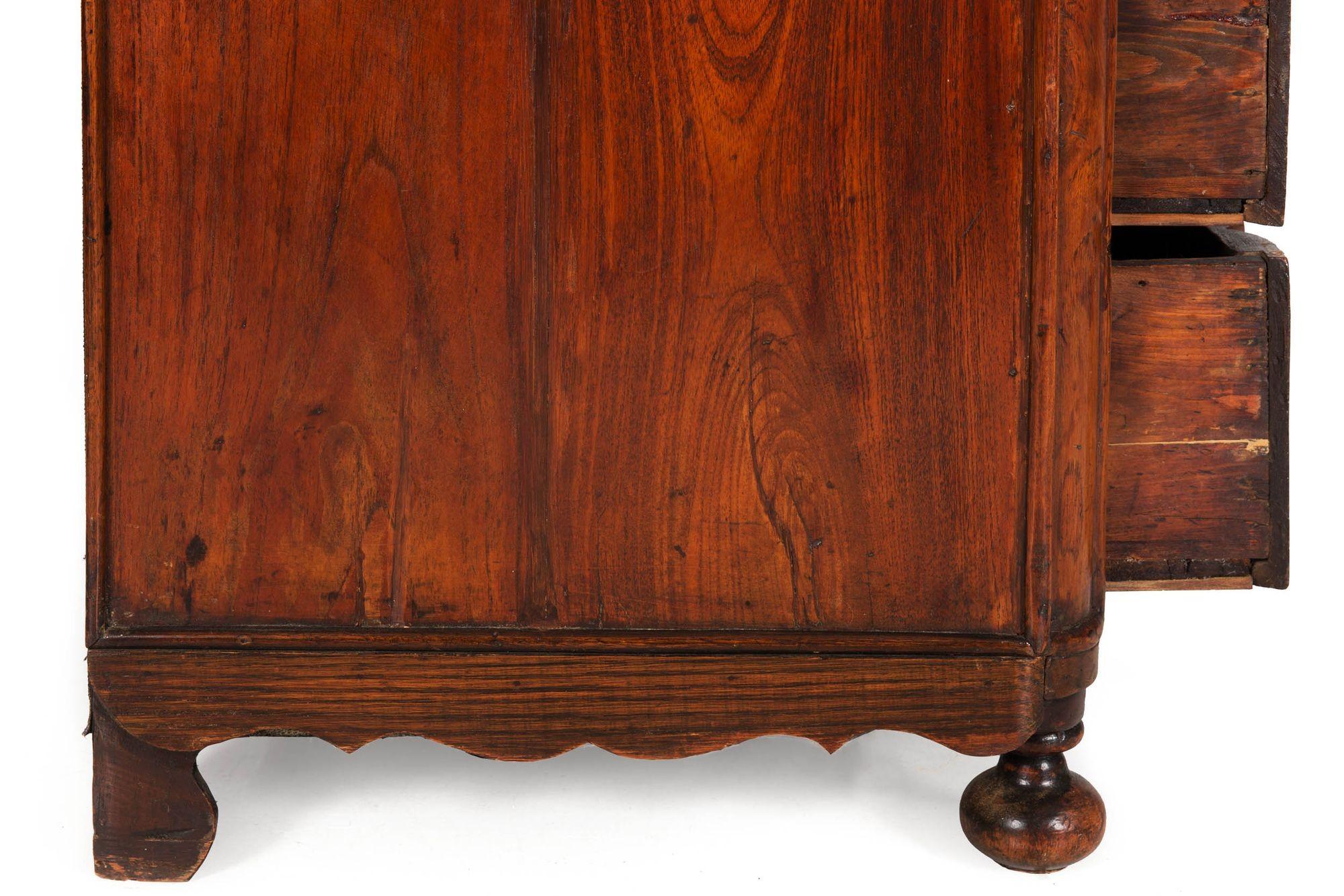 19th Century Dutch Baroque Style Oak Chest of Drawers For Sale 7