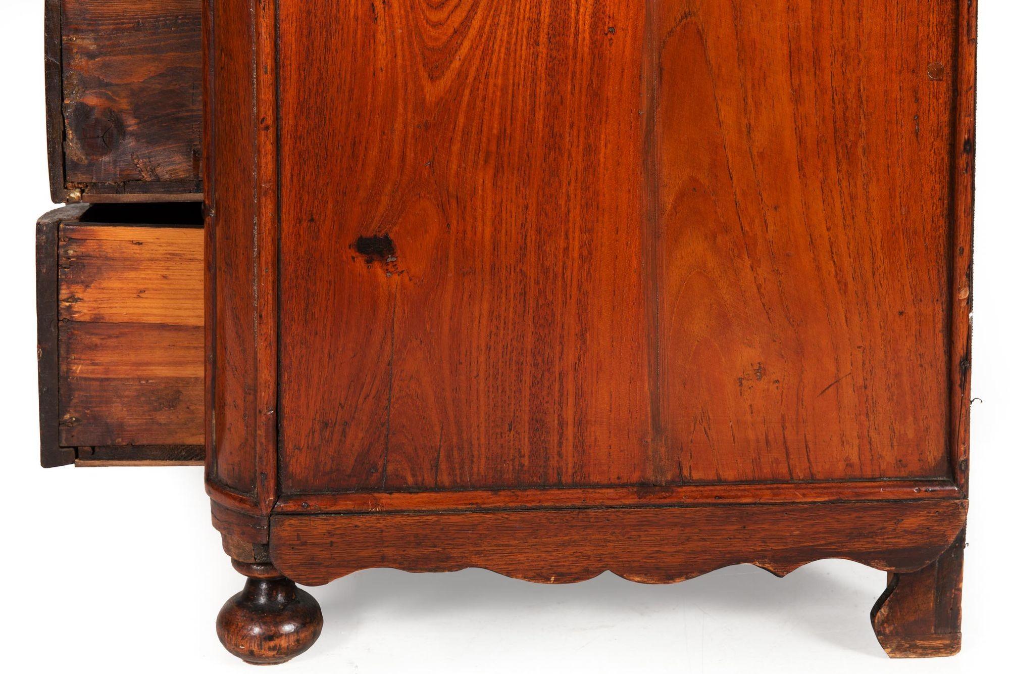 19th Century Dutch Baroque Style Oak Chest of Drawers For Sale 9