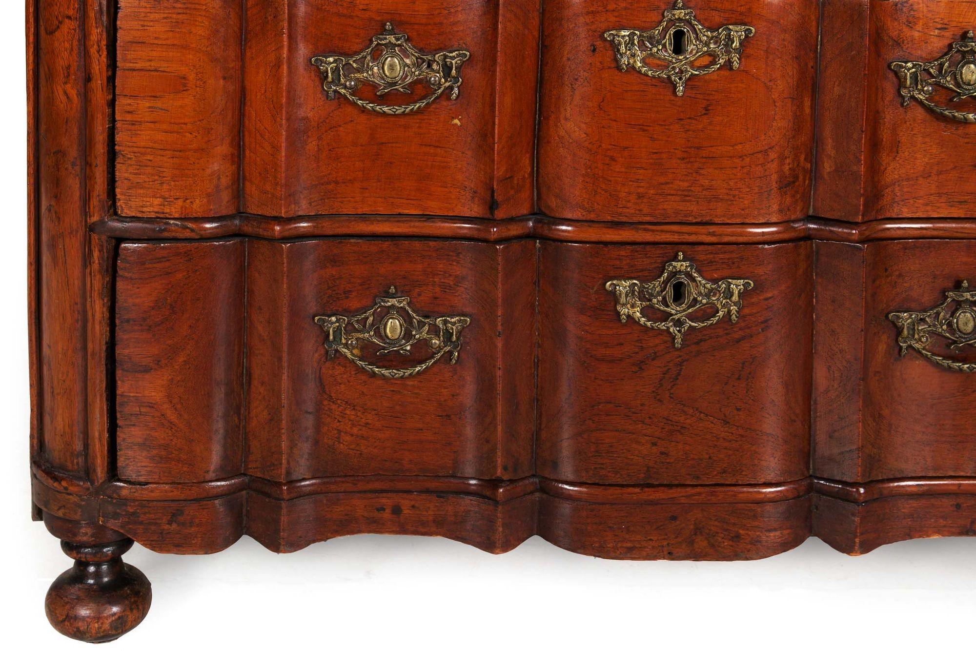 19th Century Dutch Baroque Style Oak Chest of Drawers For Sale 3