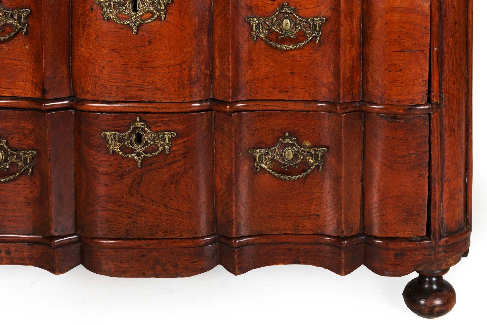 19th Century Dutch Baroque Style Oak Chest of Drawers For Sale 5