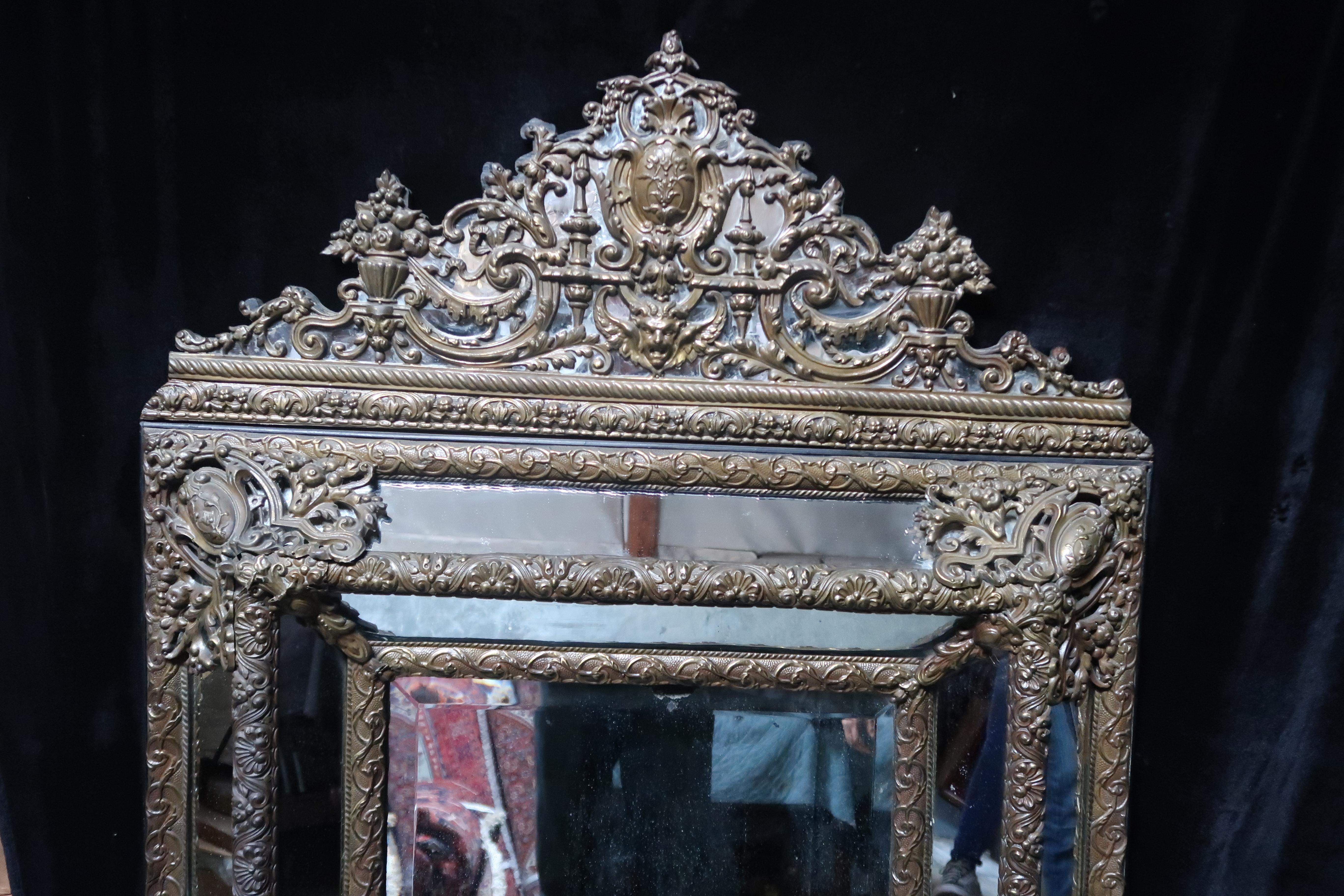 Ebonized 19th Century Dutch Baroque Style Repousse Mirror