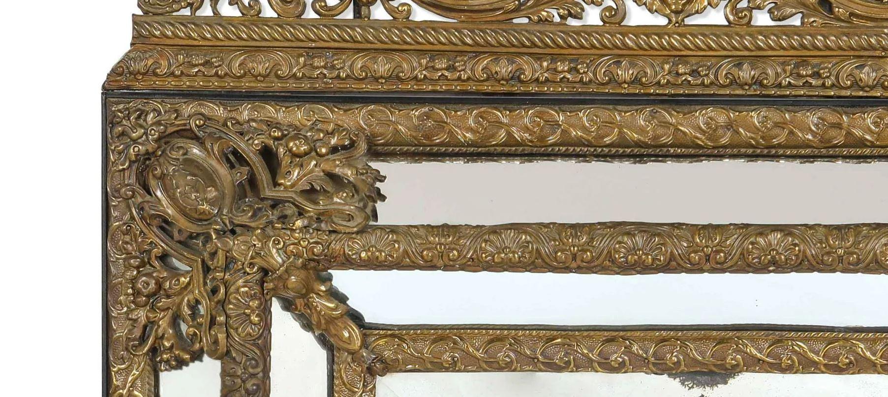 19th Century Dutch Baroque Style Repousse Mirror 3