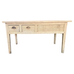 19th Century Dutch Bleached Cherry Kitchen Table / Butcher Table